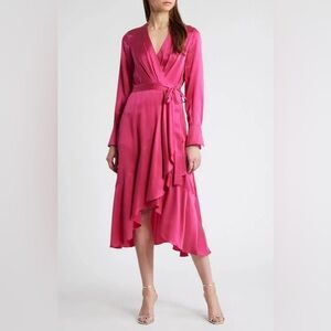 Kobi Halperin NWOT Victoria Long Sleeve 100% Silk Faux Wrap Dress